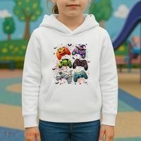 Cool Retro Halloween Gaming Controllers Kids Hoodie thumb 3