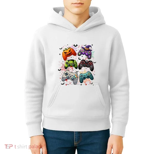 Cool Retro Halloween Gaming Controllers Kids Hoodie