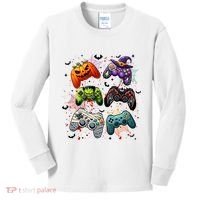 Cool Retro Halloween Gaming Controllers Kids Long Sleeve Shirt thumb 0
