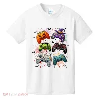 Cool Retro Halloween Gaming Controllers Kids T-Shirt thumb 0