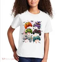 Cool Retro Halloween Gaming Controllers Kids T-Shirt thumb 2