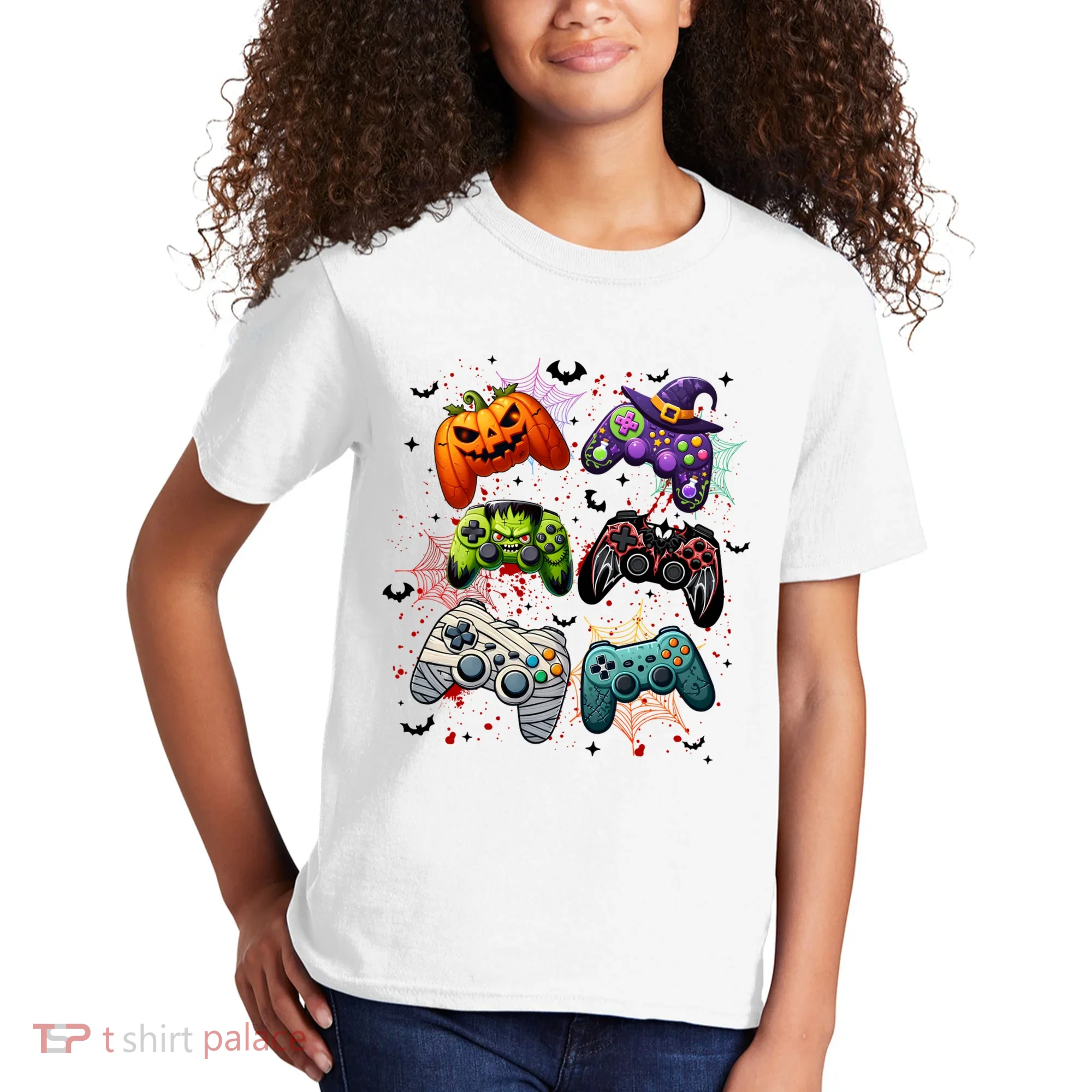 Cool Retro Halloween Gaming Controllers Kids T-Shirt