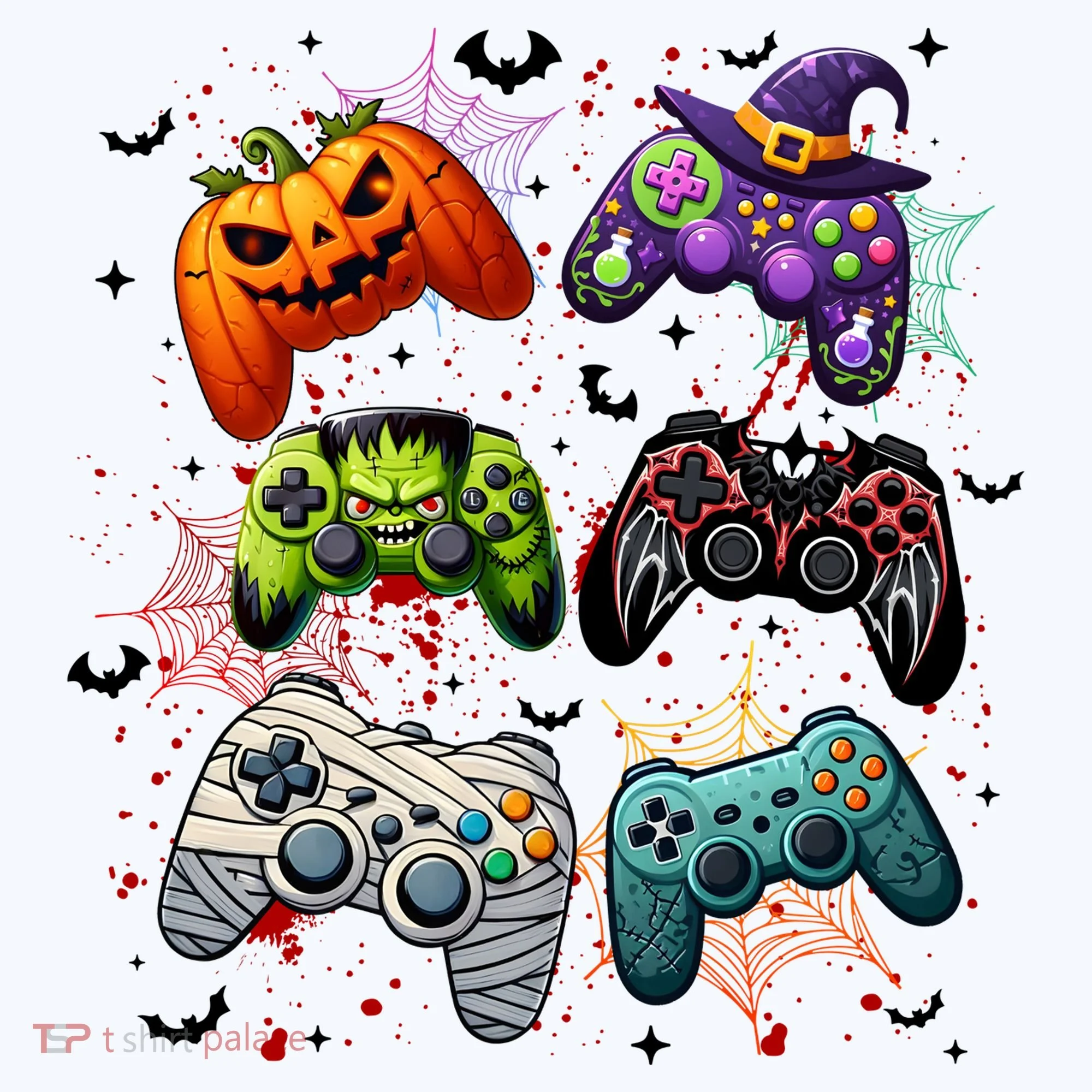Cool Retro Halloween Gaming Controllers Kids T-Shirt