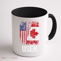 Canadian Roots Half Canadian American Useh Canada Usa Flag Coffee Mug thumb 1