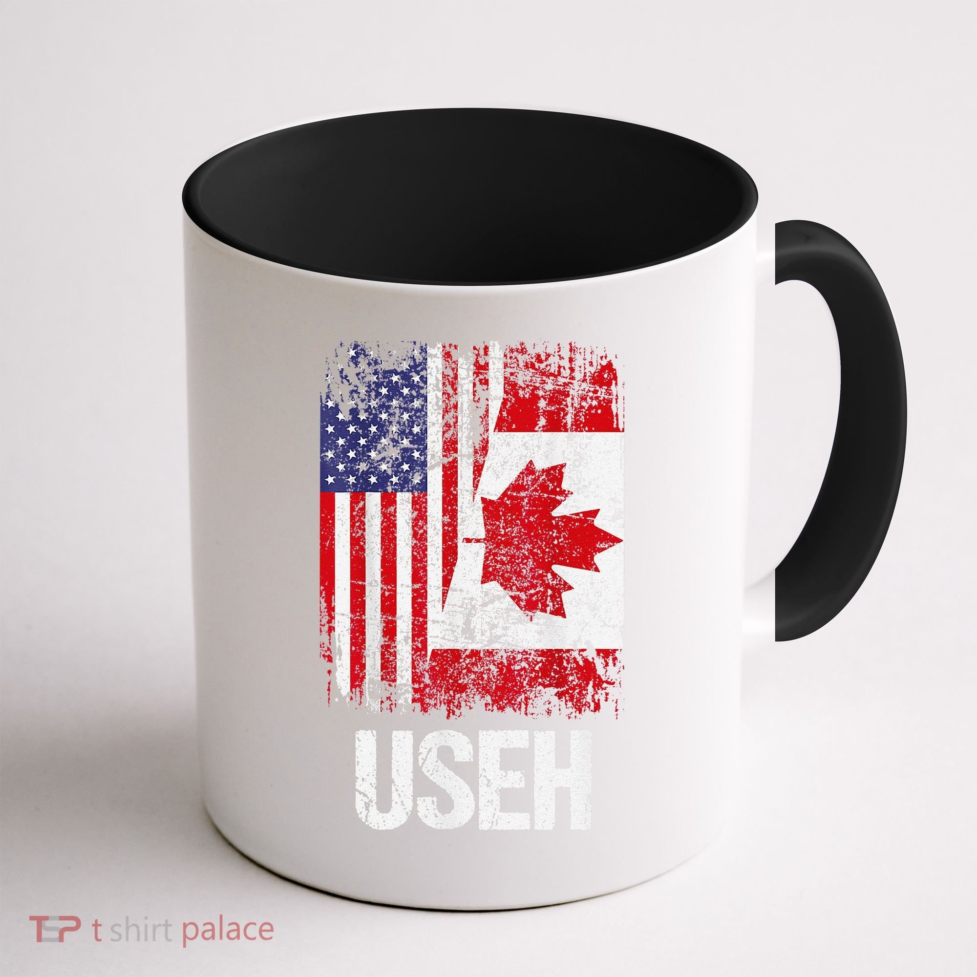 Canadian Roots Half Canadian American Useh Canada Usa Flag Coffee Mug