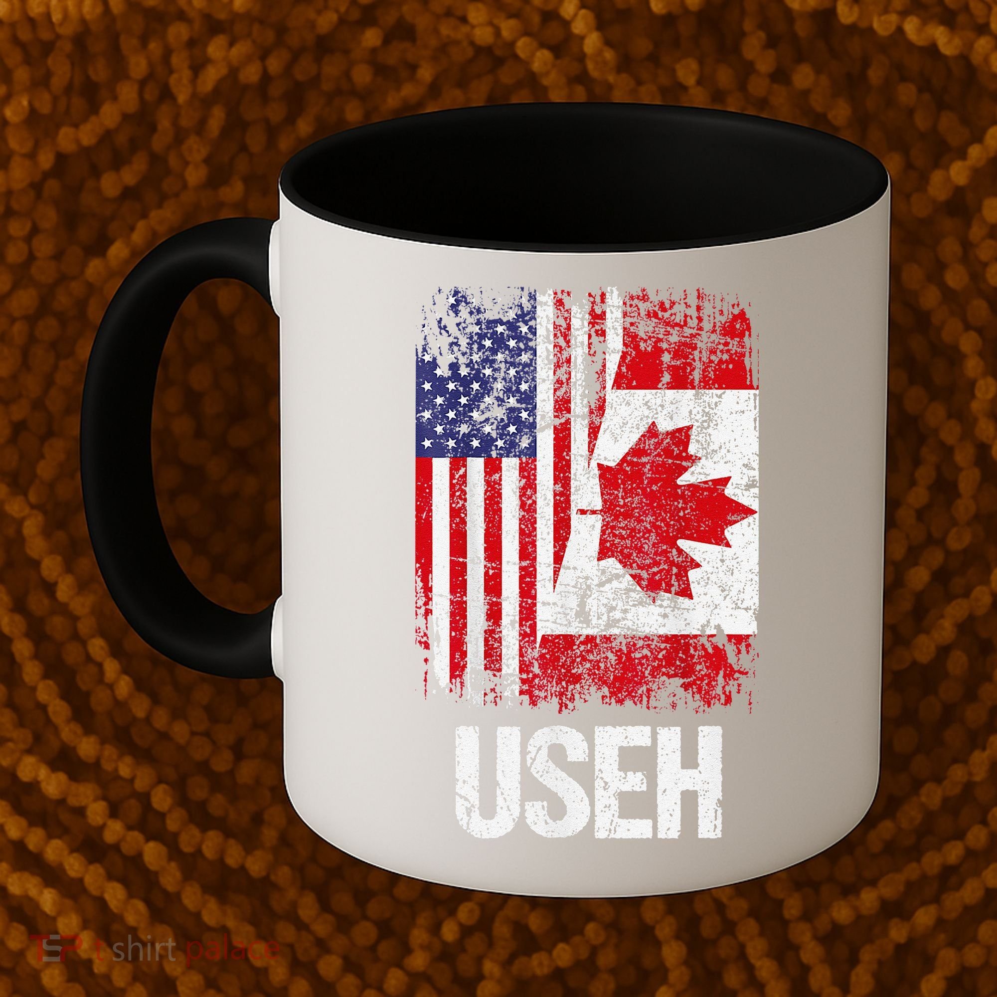 Canadian Roots Half Canadian American Useh Canada Usa Flag Coffee Mug