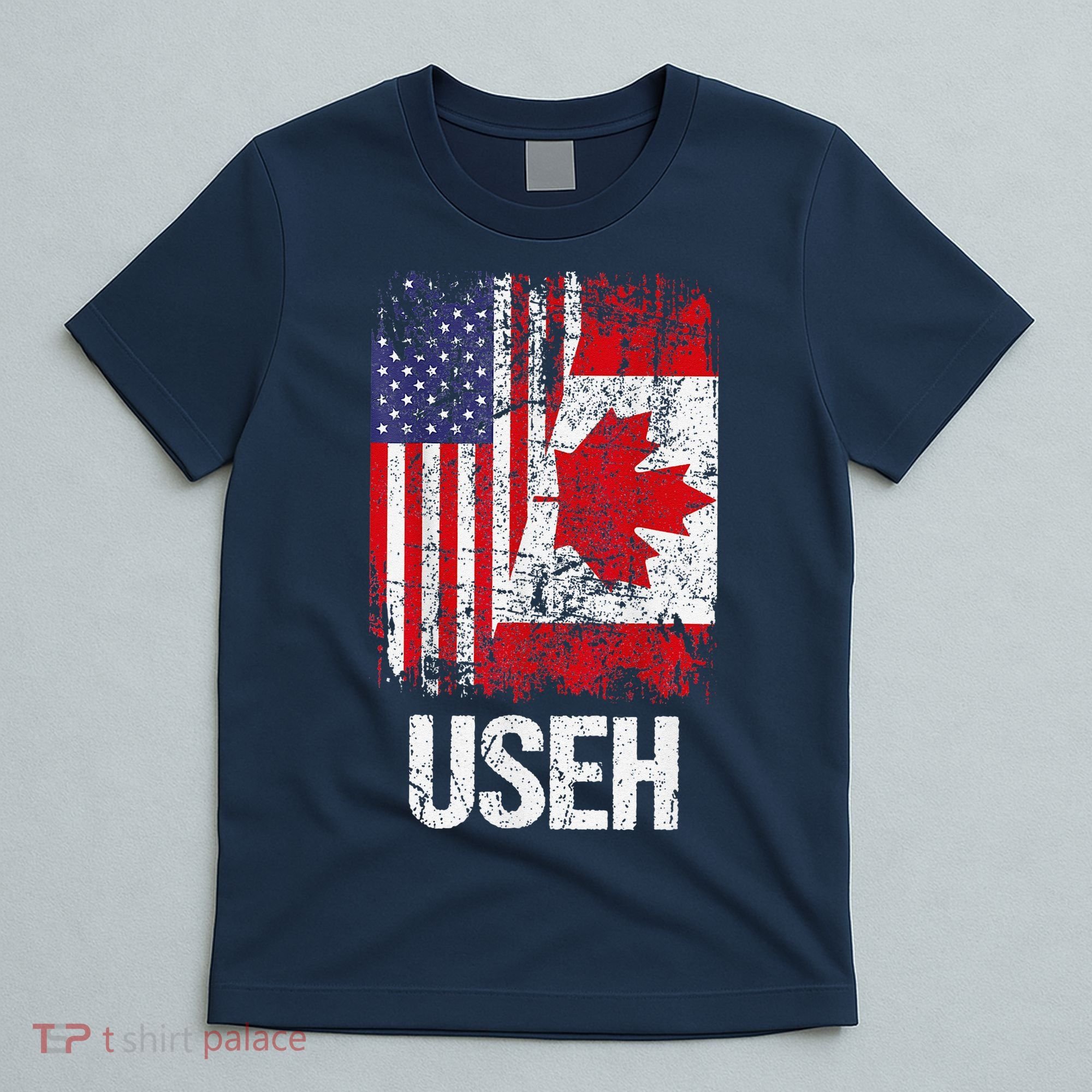 Canadian Roots Half Canadian American Useh Canada Usa Flag T-Shirt