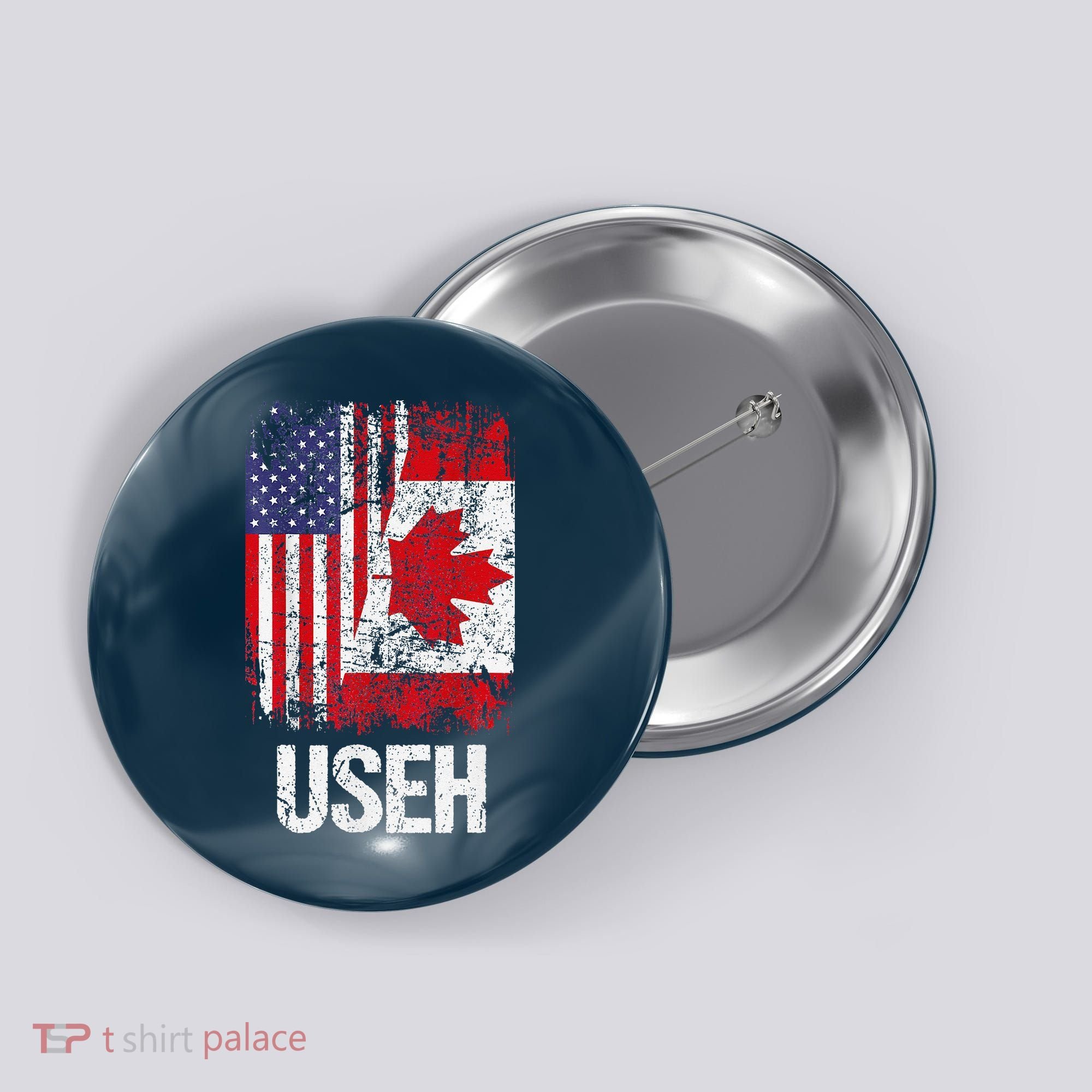 Canadian Roots Half Canadian American Useh Canada Usa Flag Button