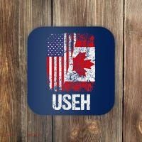 Canadian Roots Half Canadian American Useh Canada Usa Flag Coaster thumb 0