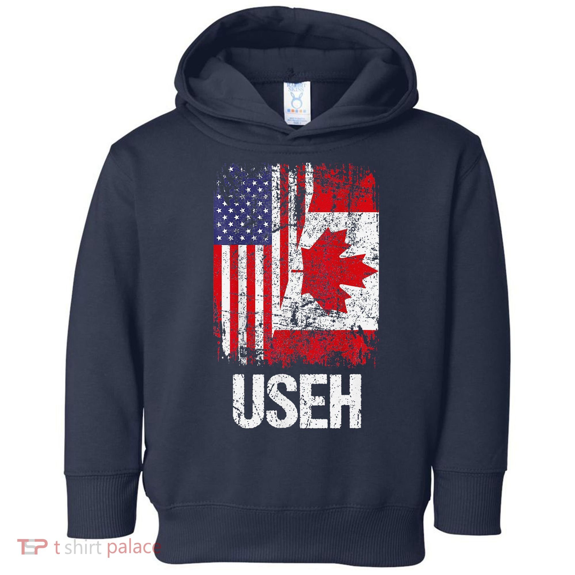 Canadian Roots Half Canadian American Useh Canada Usa Flag Toddler Hoodie