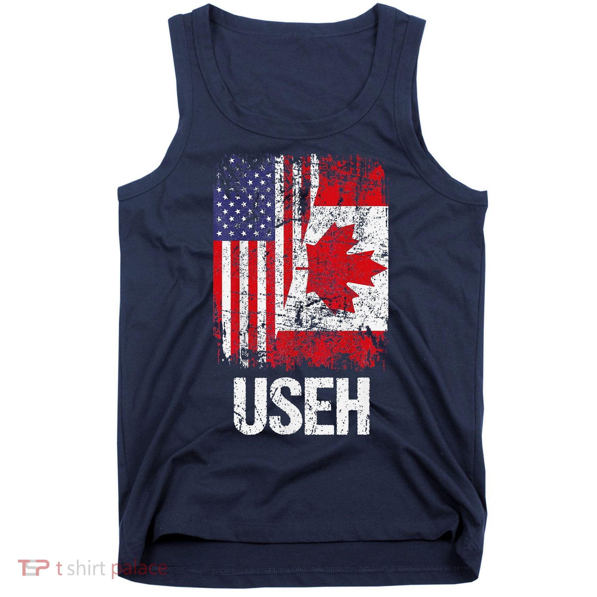 Canadian Roots Half Canadian American Useh Canada Usa Flag Tank Top