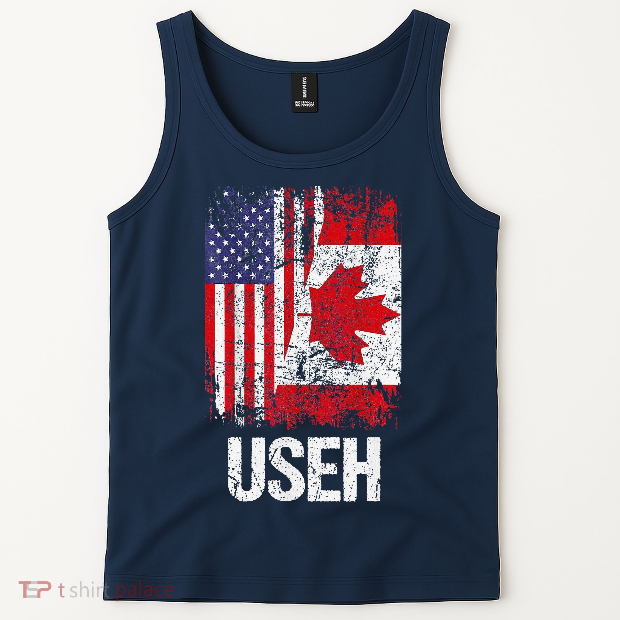 Canadian Roots Half Canadian American Useh Canada Usa Flag Tank Top