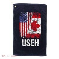 Canadian Roots Half Canadian American Useh Canada Usa Flag Golf Towel thumb 0