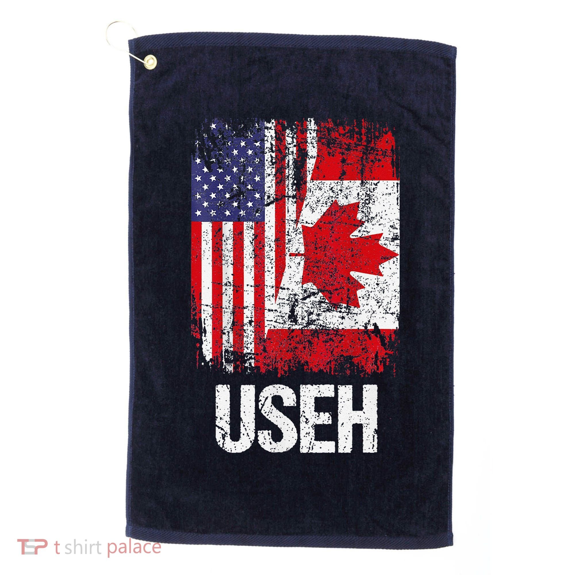 Canadian Roots Half Canadian American Useh Canada Usa Flag Golf Towel