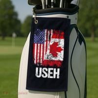 Canadian Roots Half Canadian American Useh Canada Usa Flag Golf Towel thumb 2