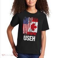 Canadian Roots Half Canadian American Useh Canada Usa Flag Kids T-Shirt thumb 2