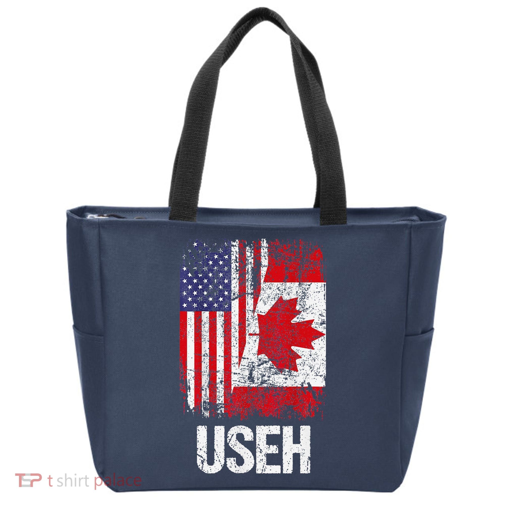 Canadian Roots Half Canadian American Useh Canada Usa Flag Tote Bag