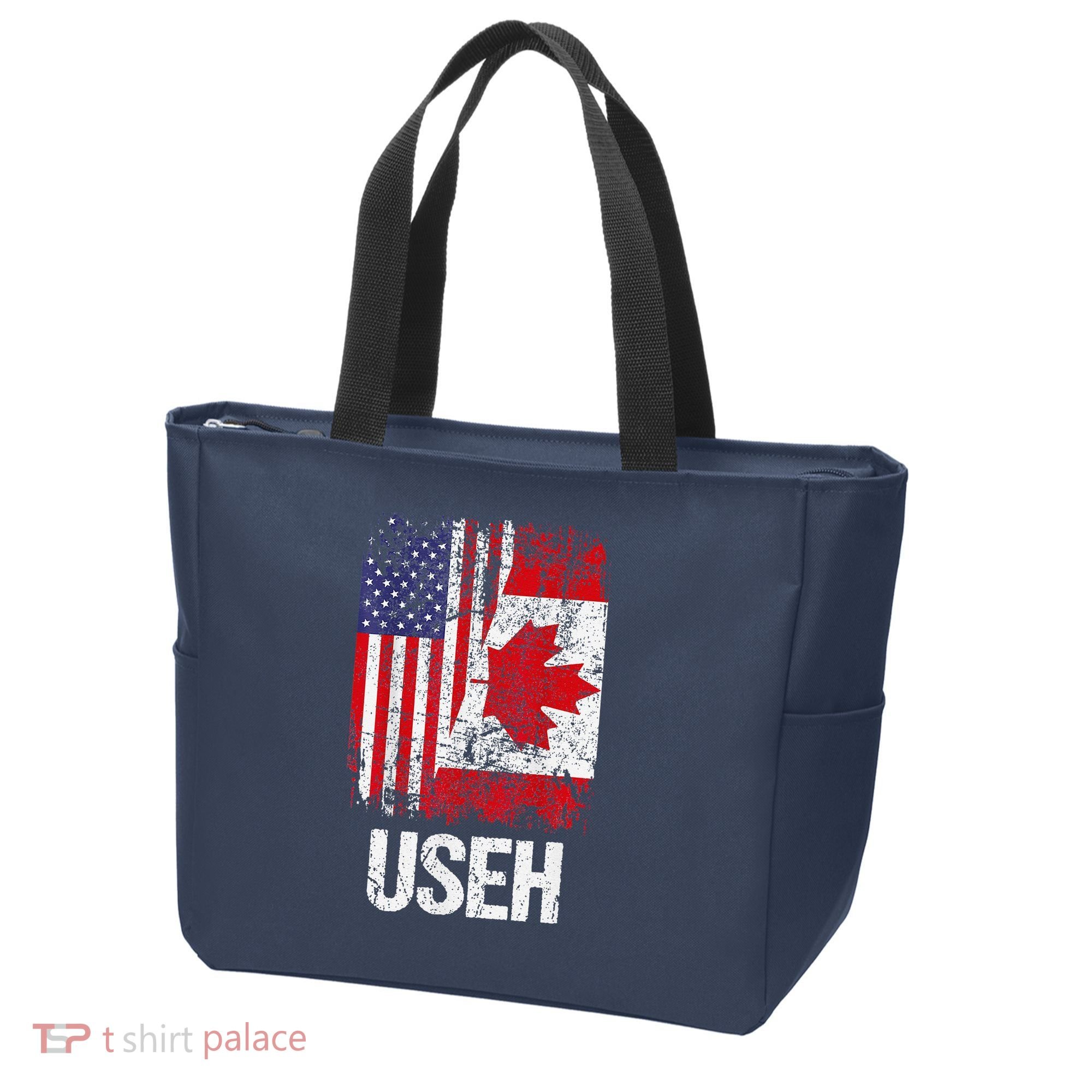 Canadian Roots Half Canadian American Useh Canada Usa Flag Tote Bag