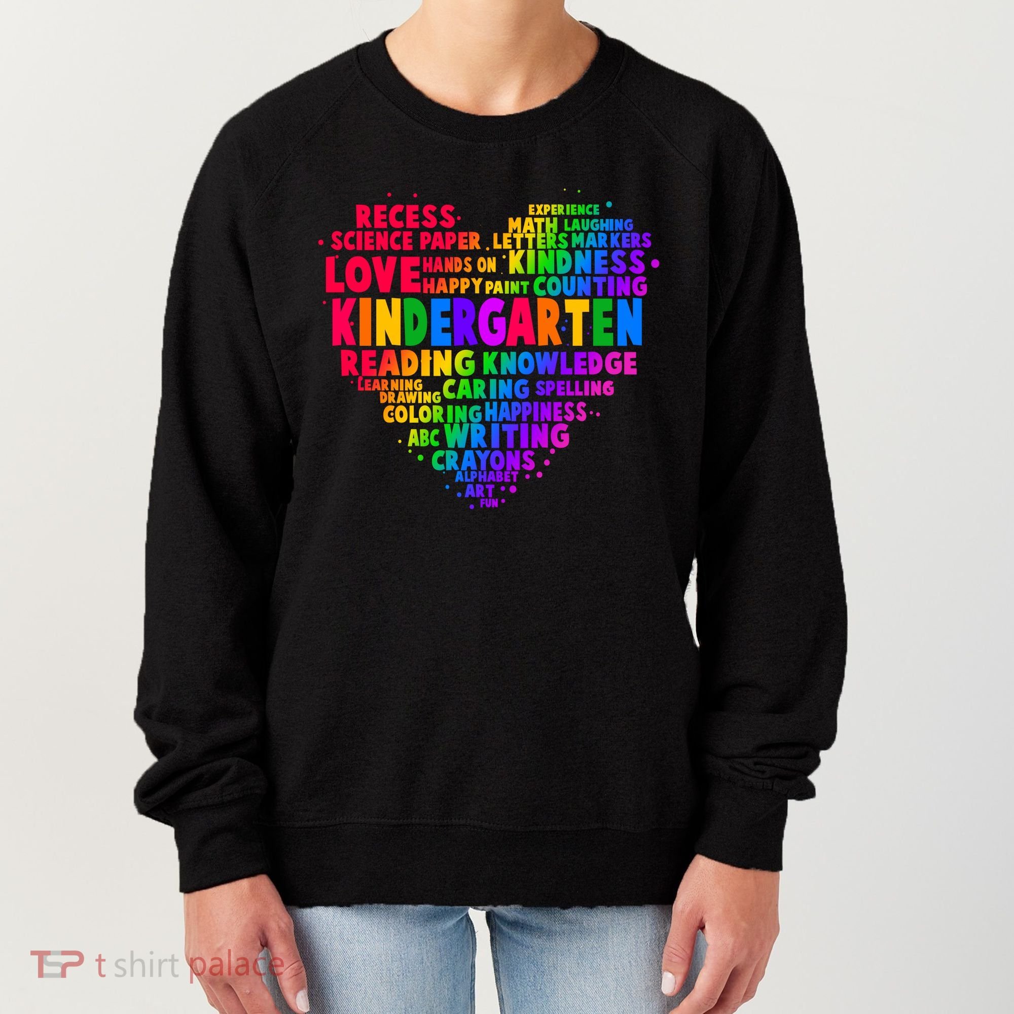 Cute Rainbow Heart Kindergarten Word Art Women's Sweatshirt