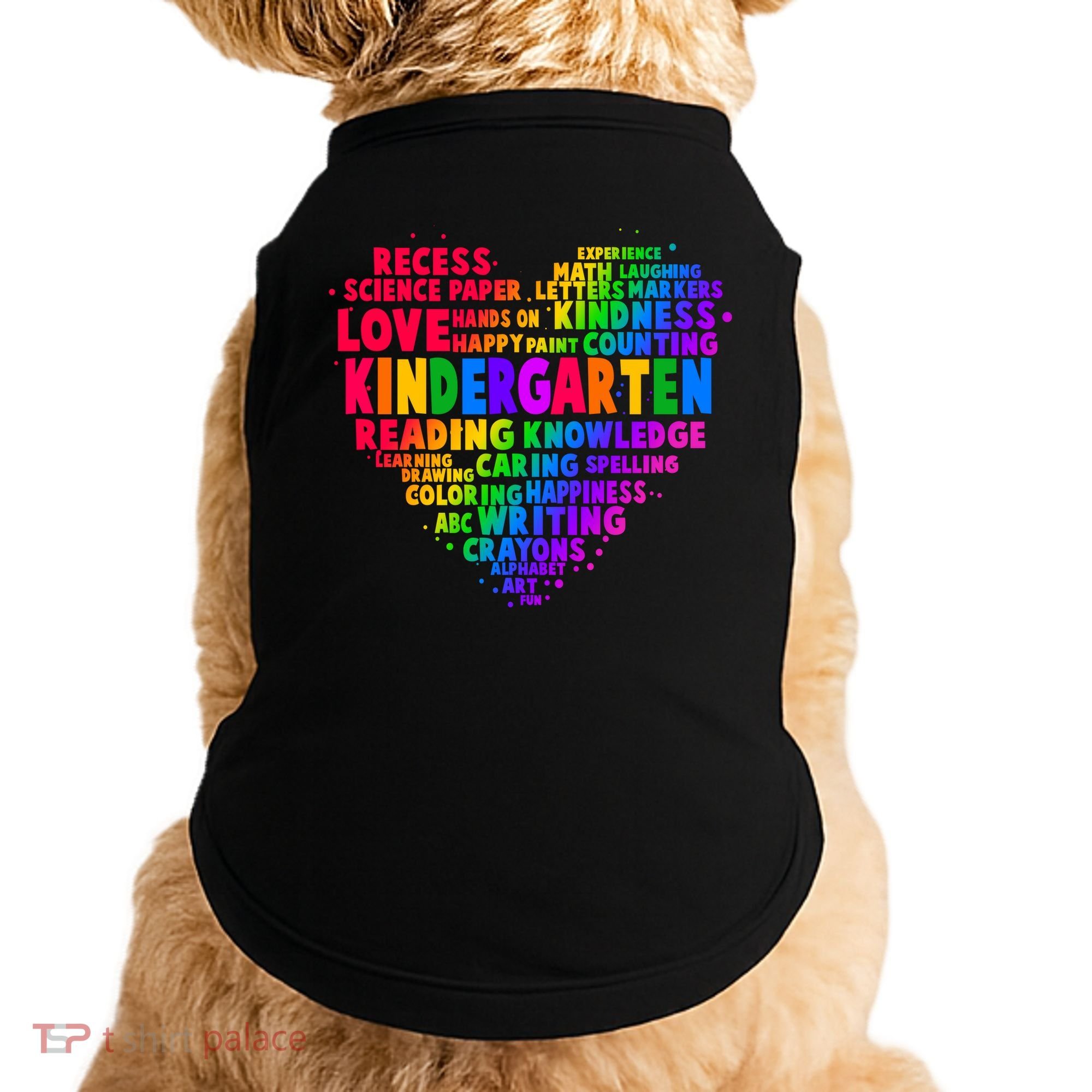 Cute Rainbow Heart Kindergarten Word Art Doggie Tank