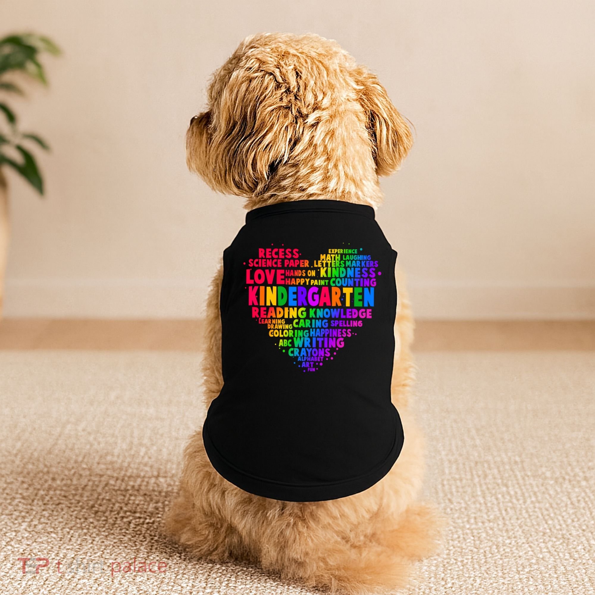 Cute Rainbow Heart Kindergarten Word Art Doggie Tank