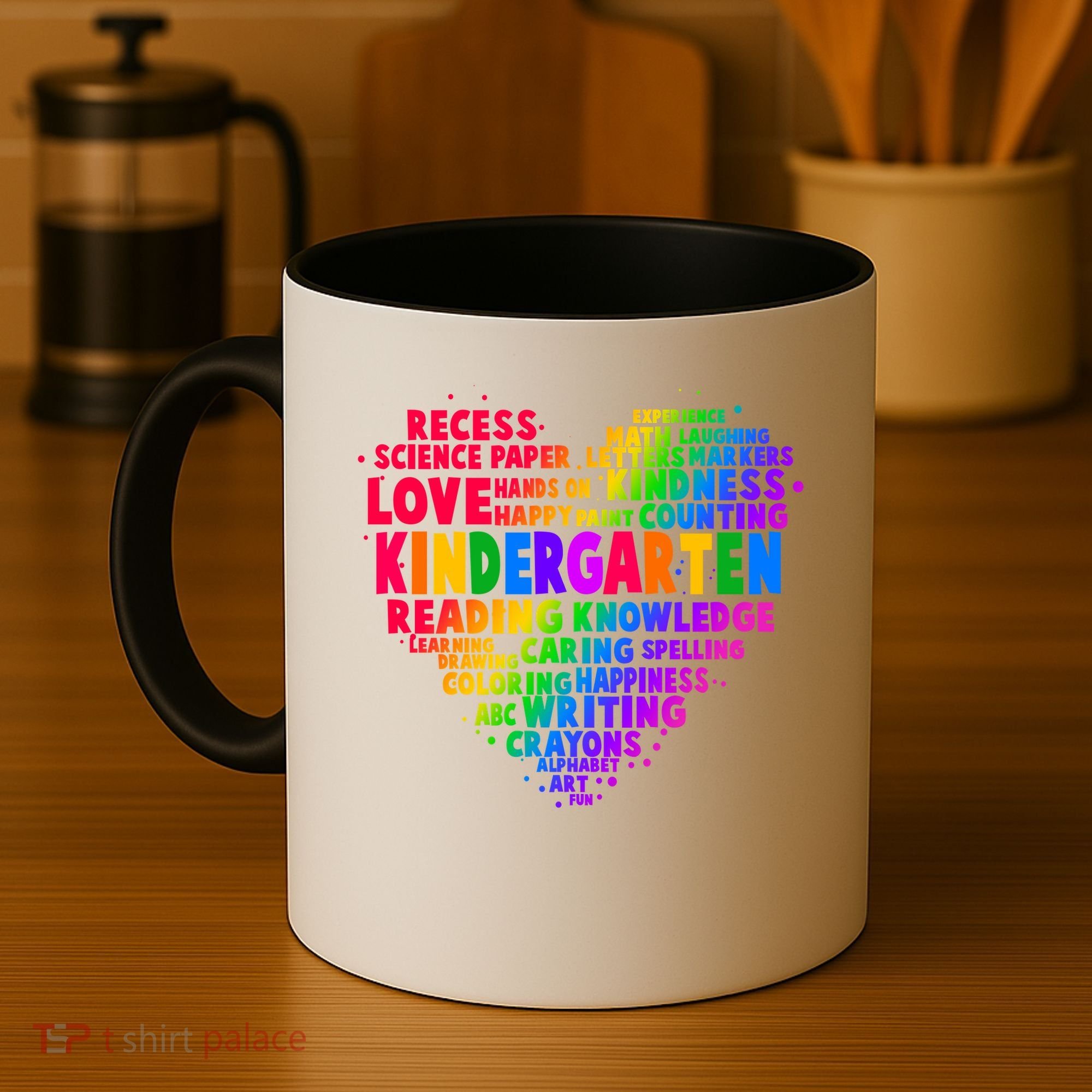 Cute Rainbow Heart Kindergarten Word Art Coffee Mug