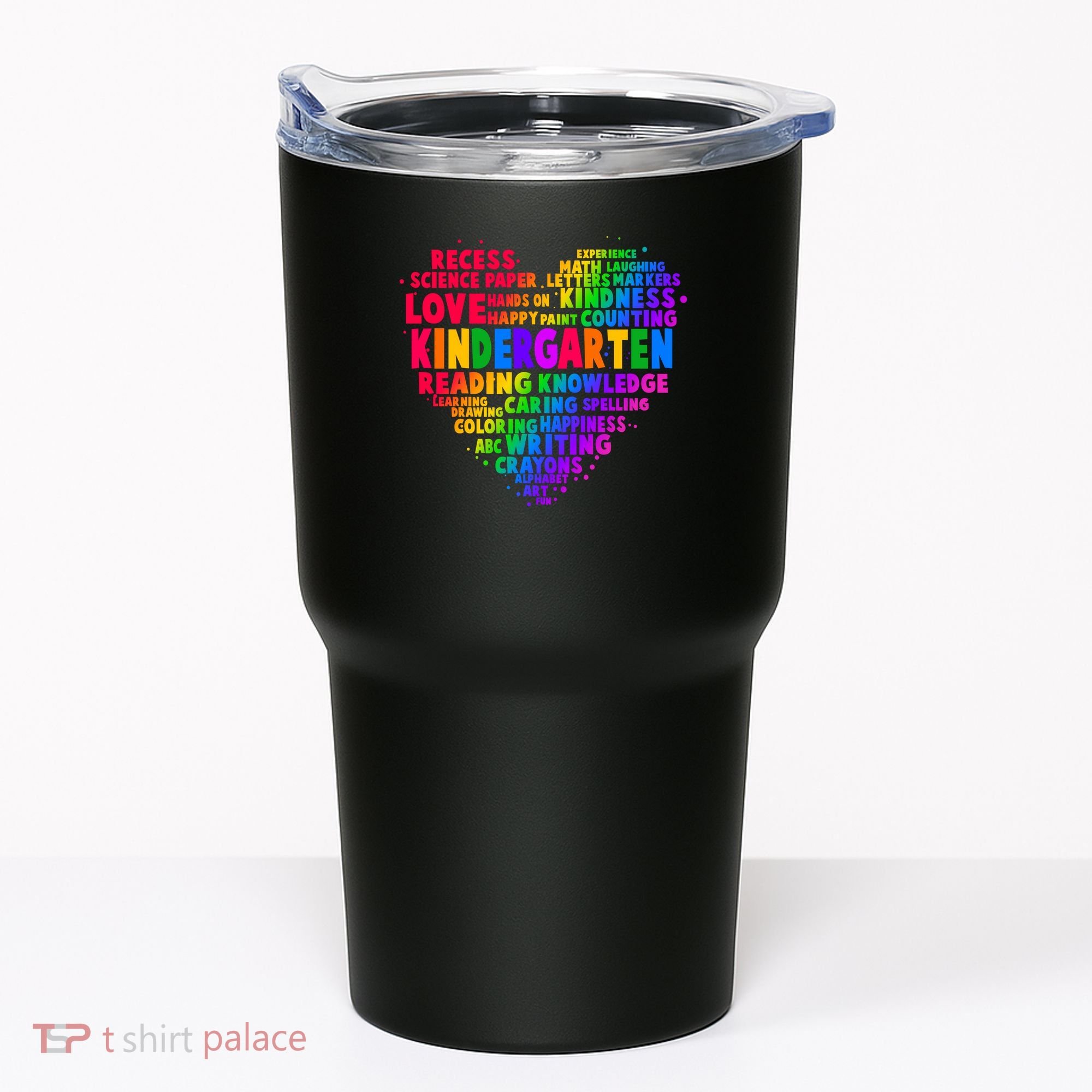 Cute Rainbow Heart Kindergarten Word Art Tumbler