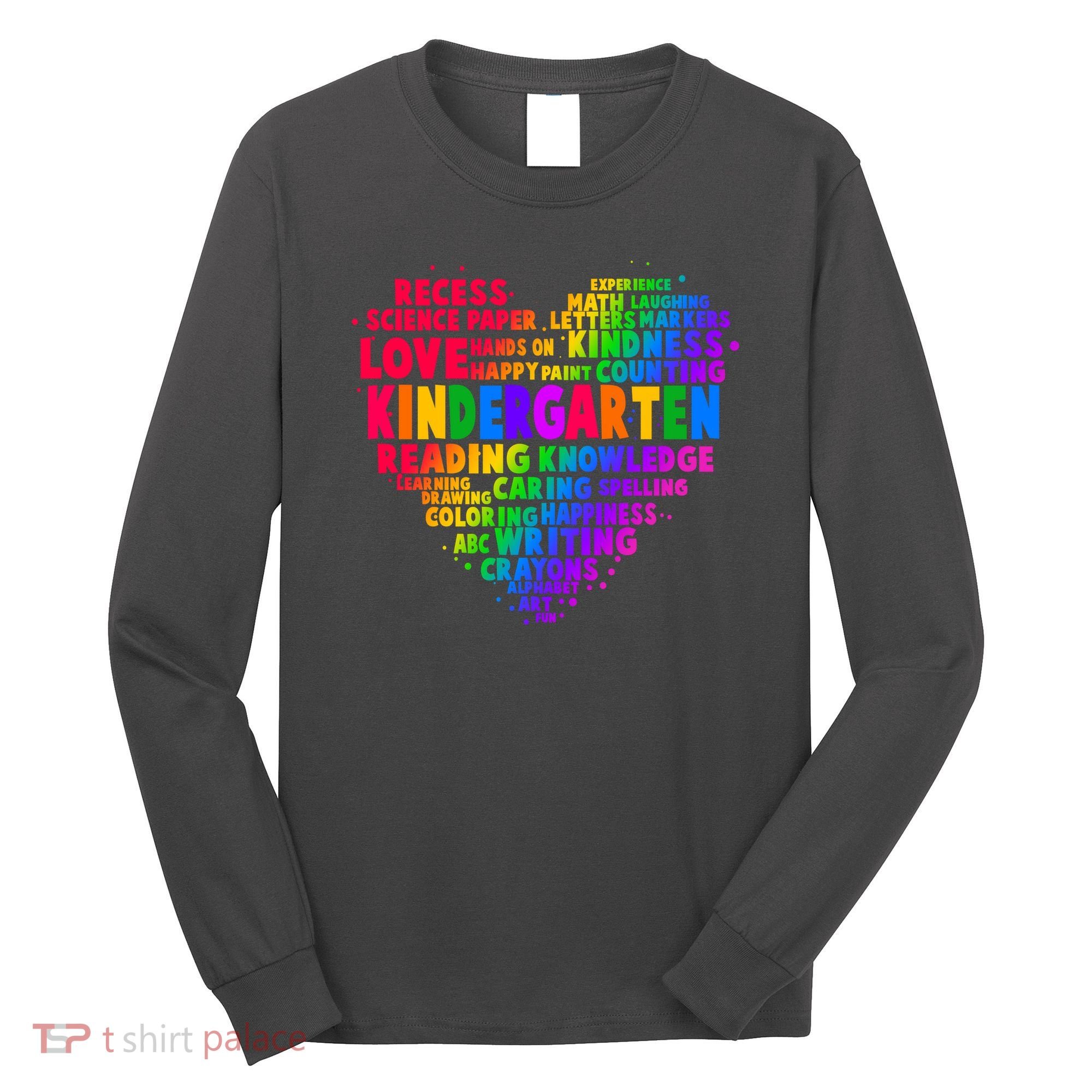 Cute Rainbow Heart Kindergarten Word Art Long Sleeve Shirt