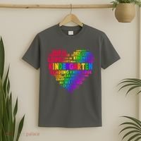 Cute Rainbow Heart Kindergarten Word Art T-Shirt thumb 2
