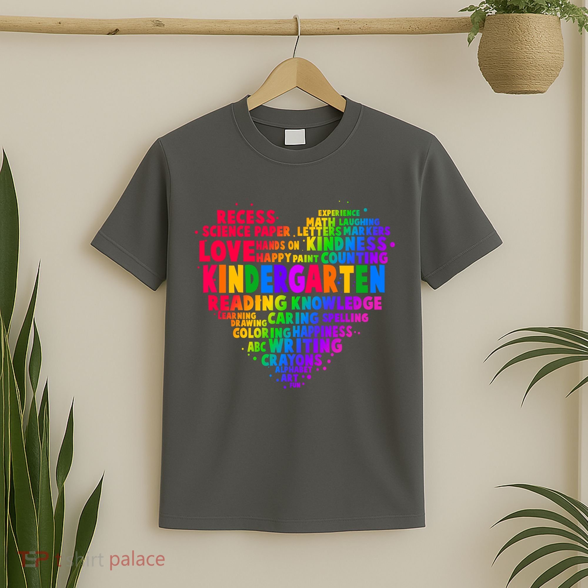 Cute Rainbow Heart Kindergarten Word Art T-Shirt