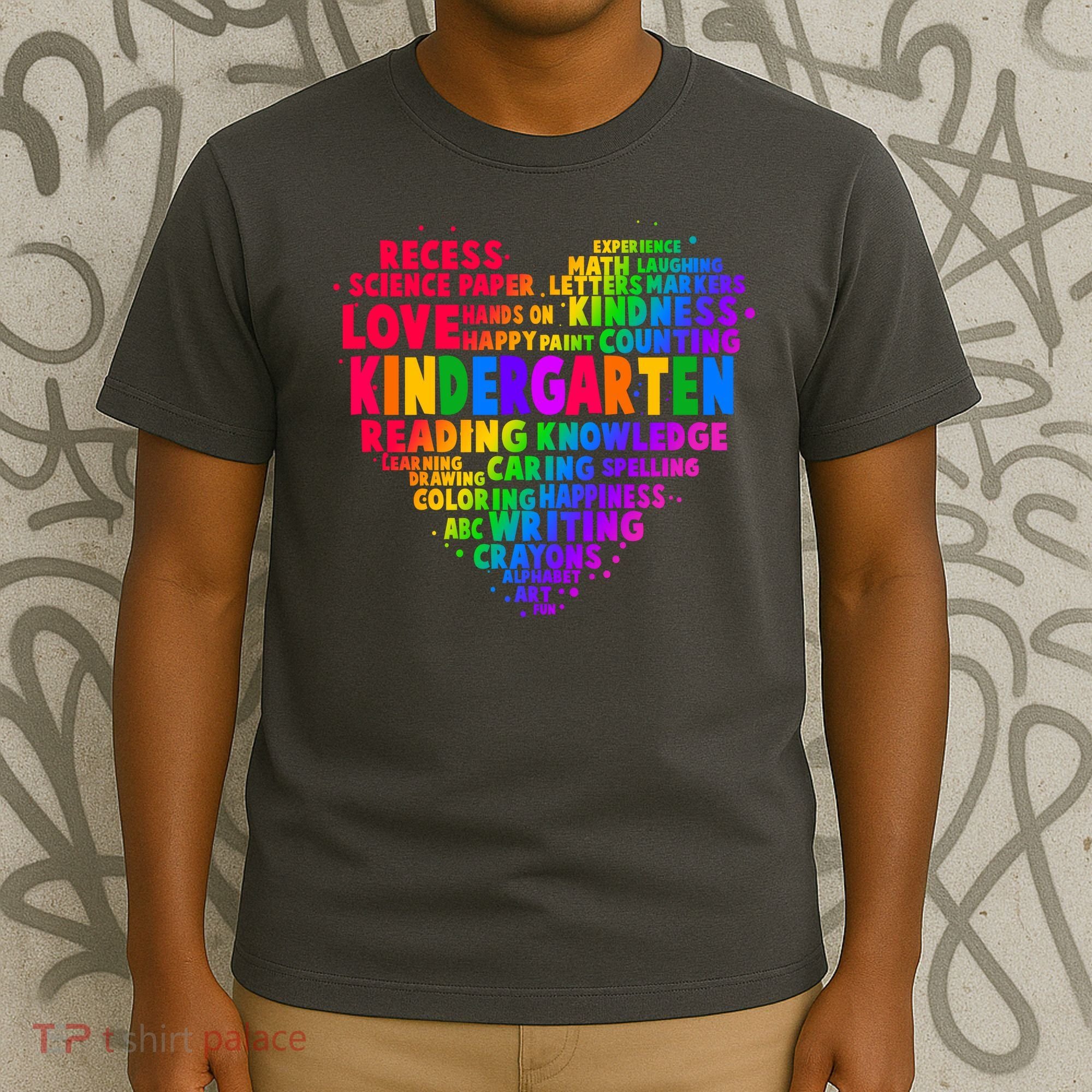 Cute Rainbow Heart Kindergarten Word Art T-Shirt