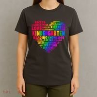 Cute Rainbow Heart Kindergarten Word Art T-Shirt thumb 4