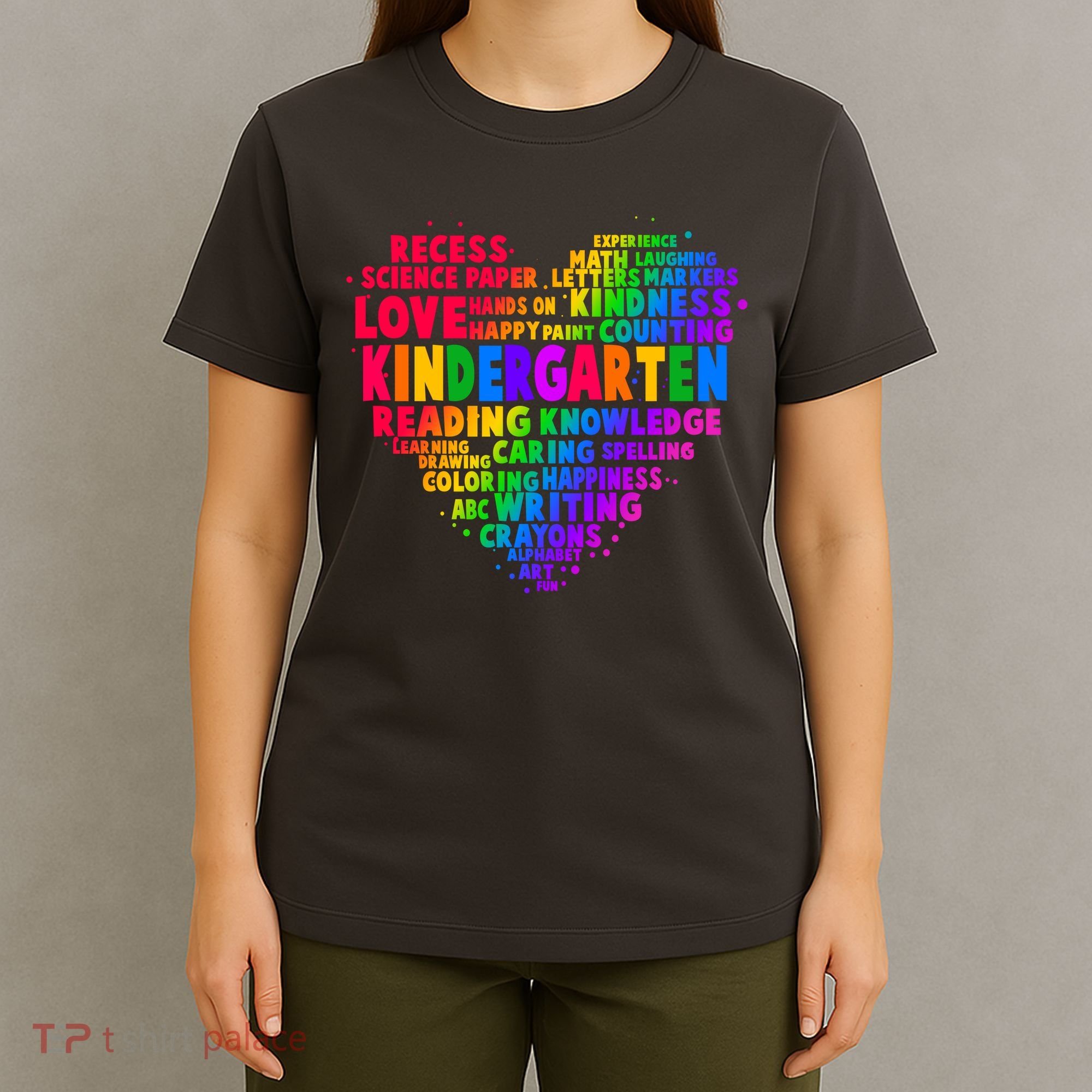 Cute Rainbow Heart Kindergarten Word Art T-Shirt