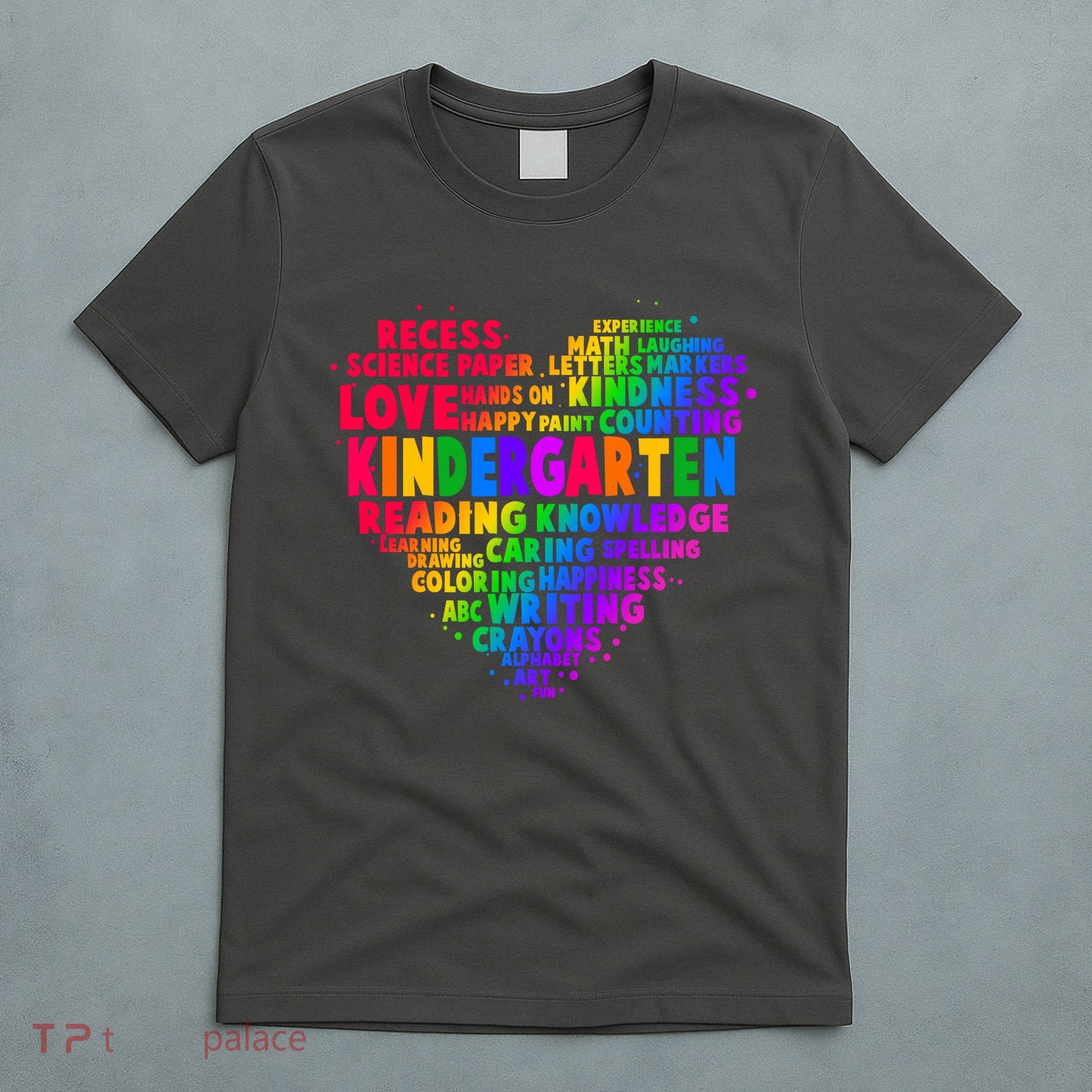 Cute Rainbow Heart Kindergarten Word Art T-Shirt