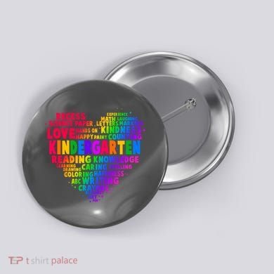 Cute Rainbow Heart Kindergarten Word Art Button