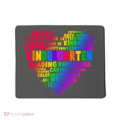 Cute Rainbow Heart Kindergarten Word Art Mousepad