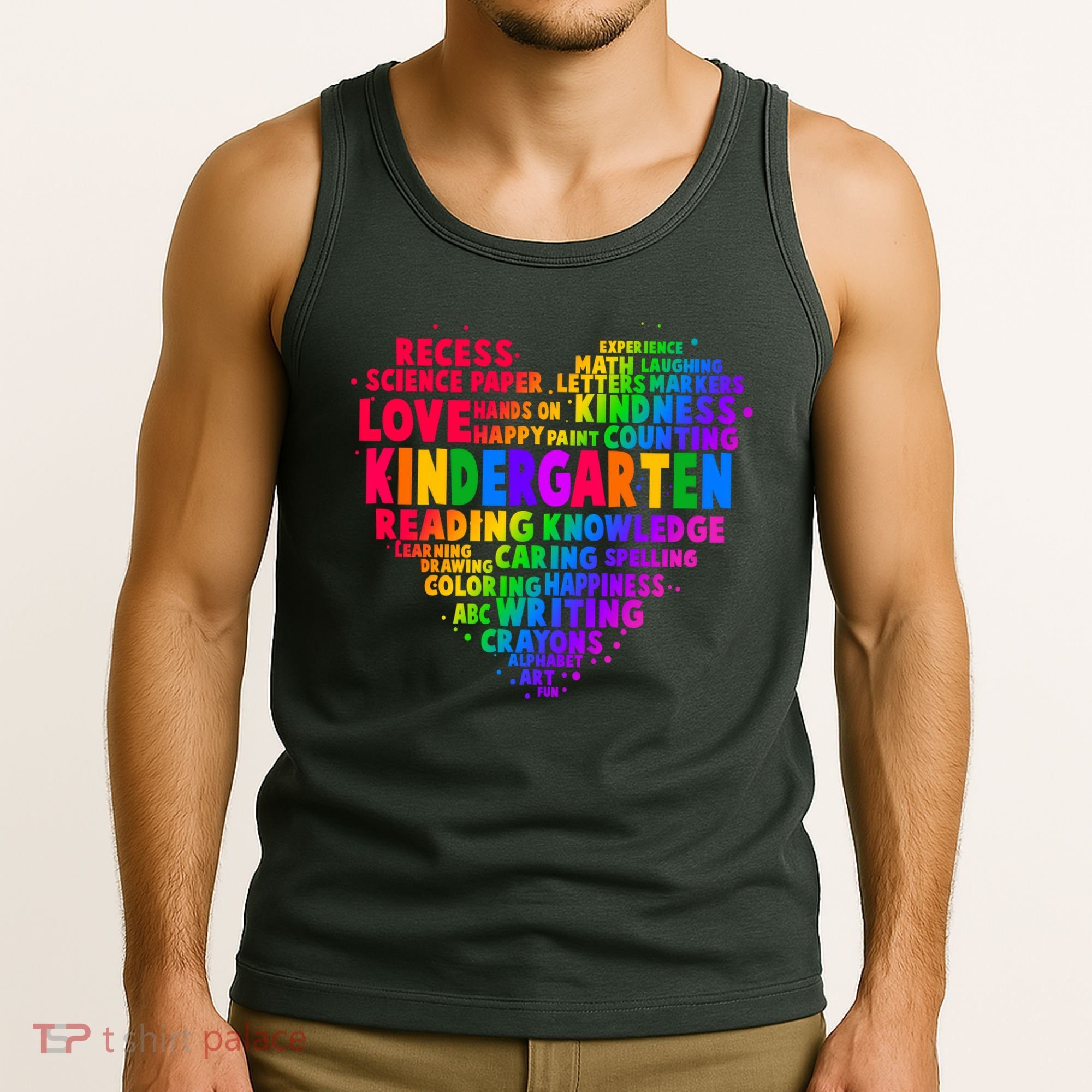Cute Rainbow Heart Kindergarten Word Art Tank Top