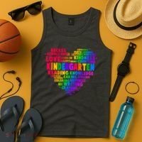 Cute Rainbow Heart Kindergarten Word Art Tank Top thumb 4