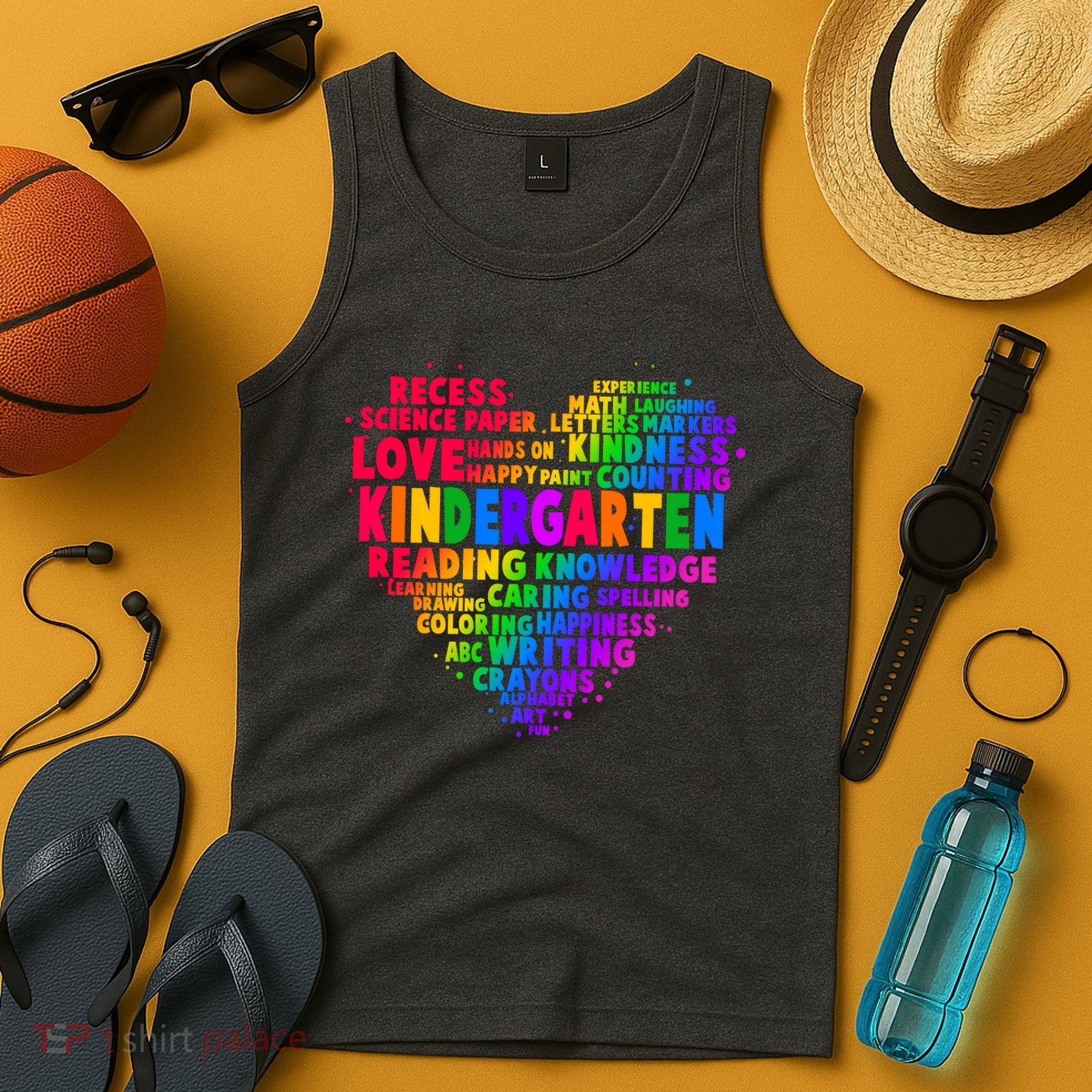 Cute Rainbow Heart Kindergarten Word Art Tank Top