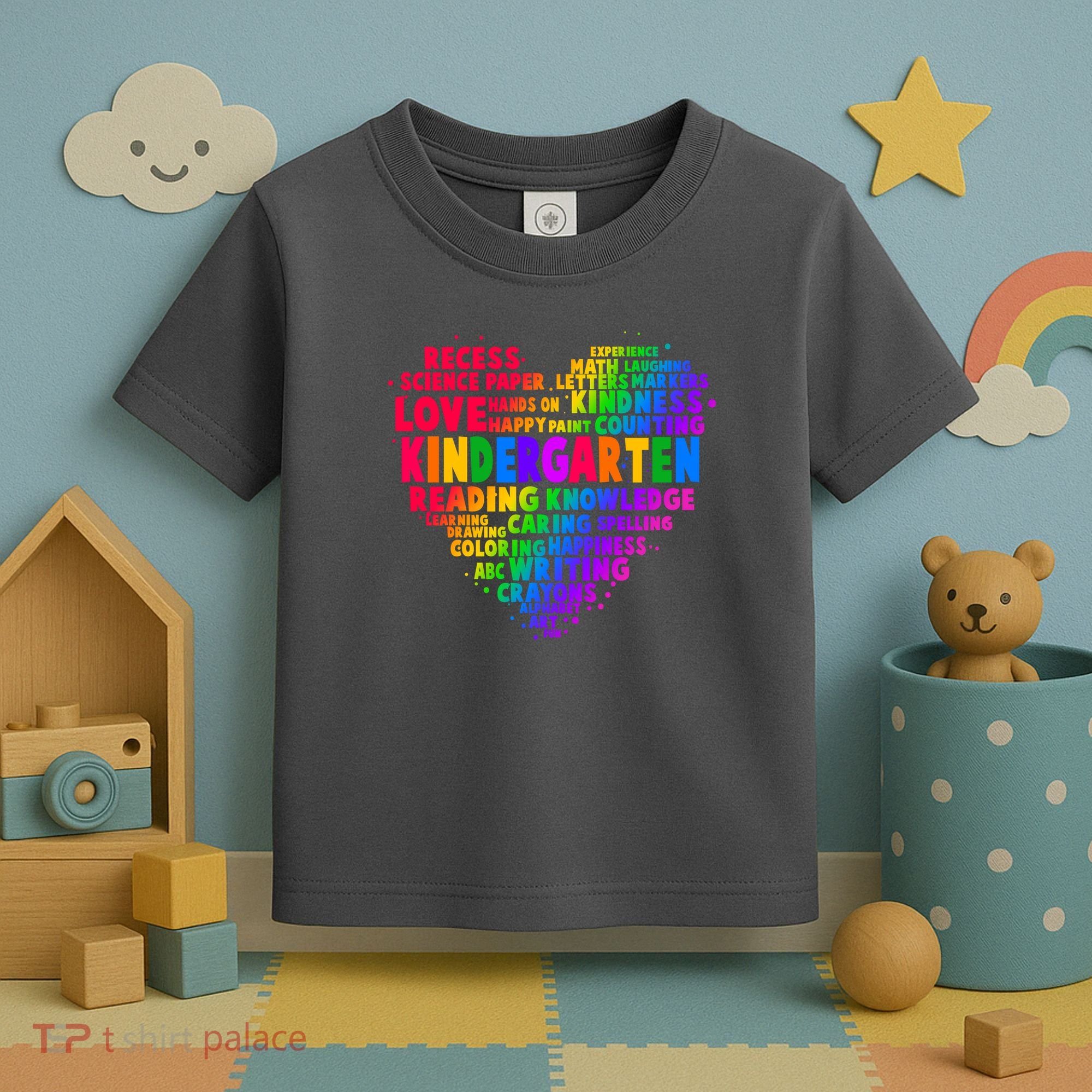 Cute Rainbow Heart Kindergarten Word Art Toddler T-Shirt