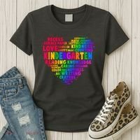 Cute Rainbow Heart Kindergarten Word Art Women's T-Shirt thumb 3