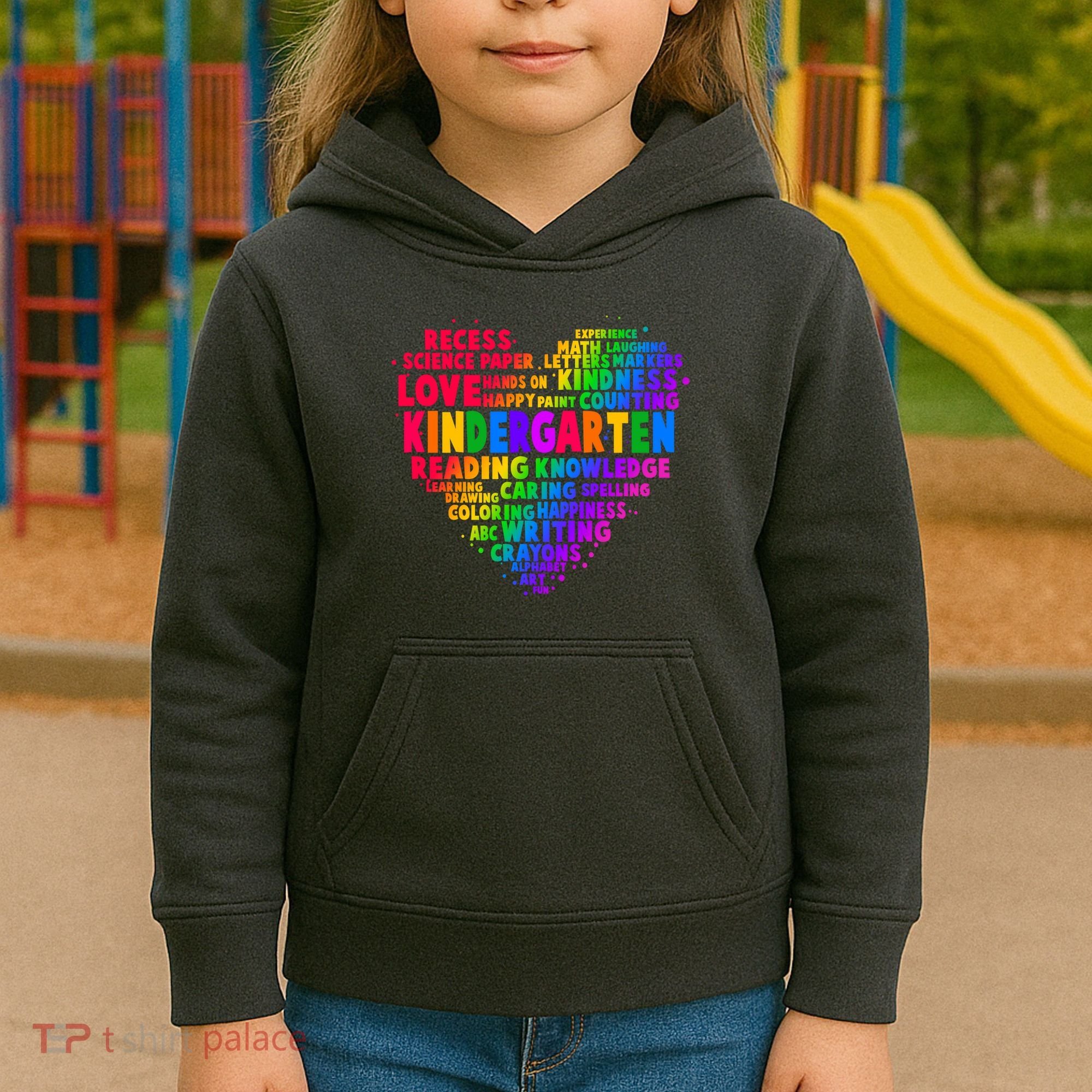 Cute Rainbow Heart Kindergarten Word Art Kids Hoodie