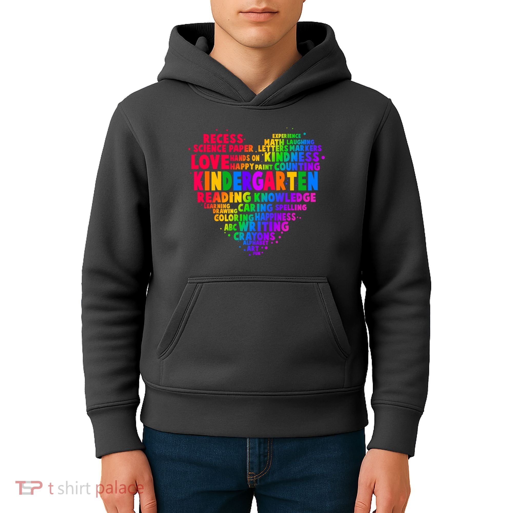 Cute Rainbow Heart Kindergarten Word Art Kids Hoodie