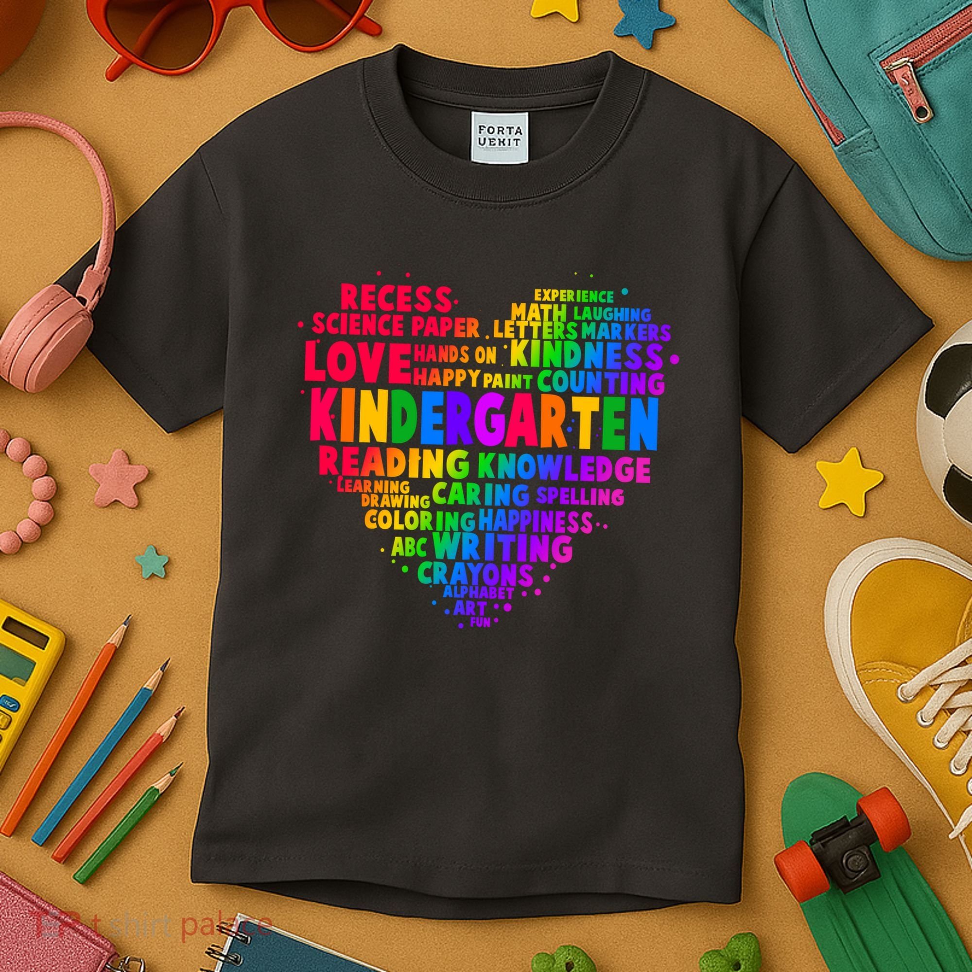 Cute Rainbow Heart Kindergarten Word Art Kids T-Shirt