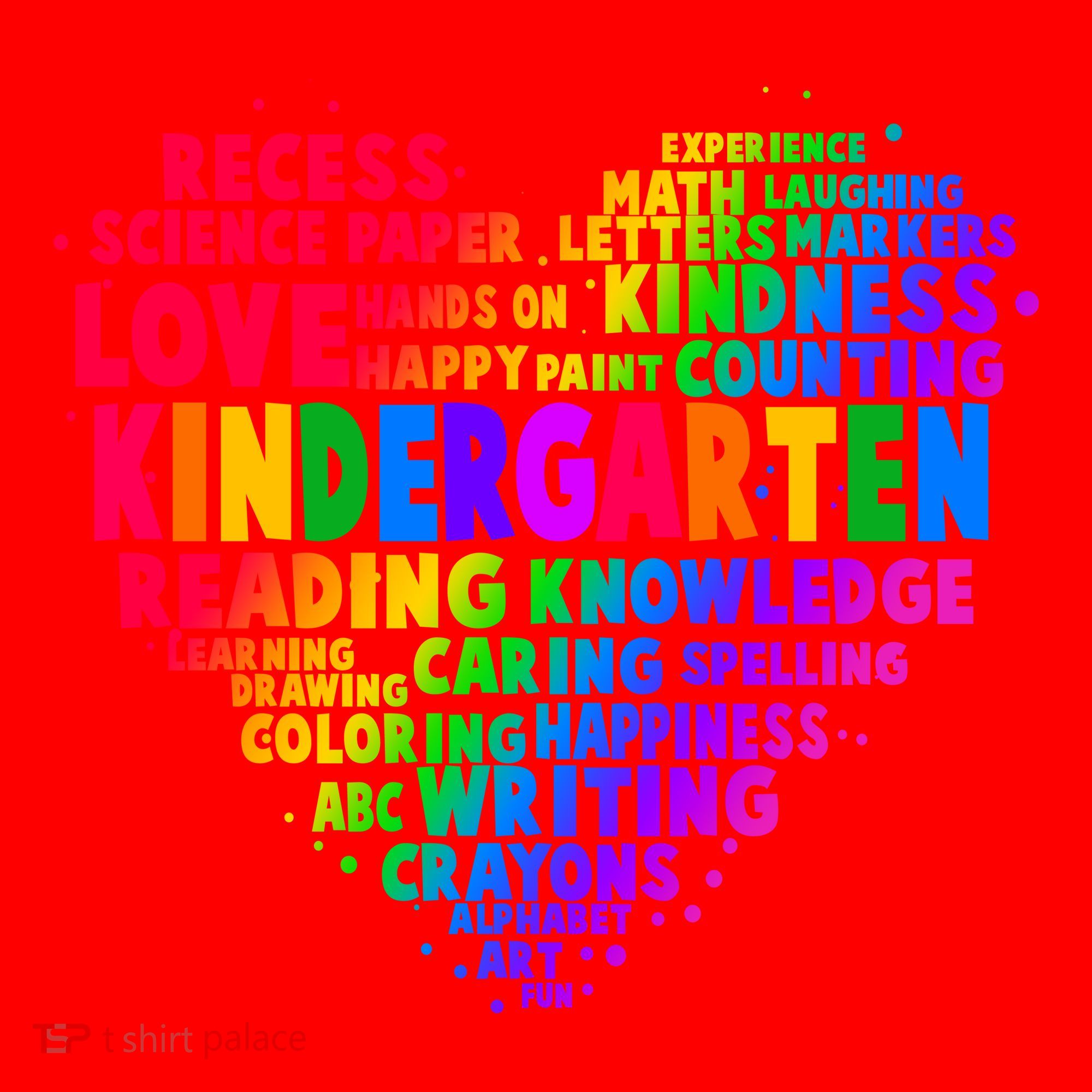Cute Rainbow Heart Kindergarten Word Art Santa Hat