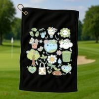Cute Retro Hippie Celebrate Earth Day Golf Towel thumb 1
