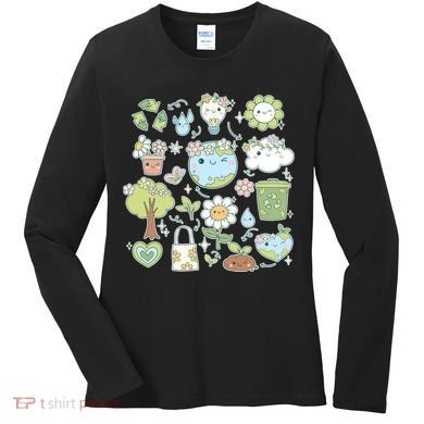 Cute Retro Hippie Celebrate Earth Day Women's Long Sleeve Shirt