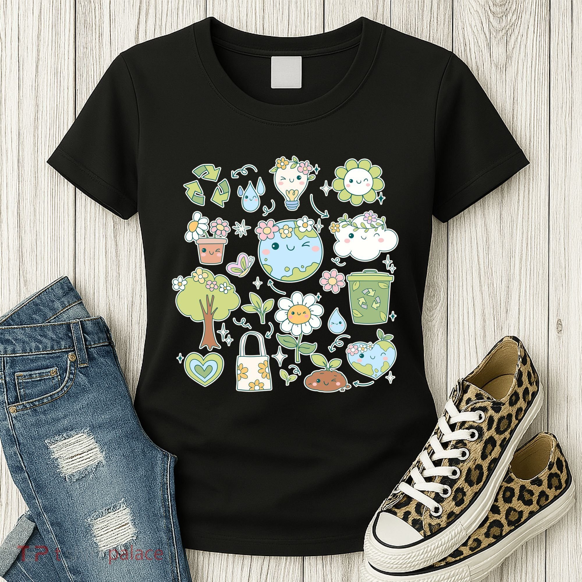 Cute Retro Hippie Celebrate Earth Day Women's T-Shirt