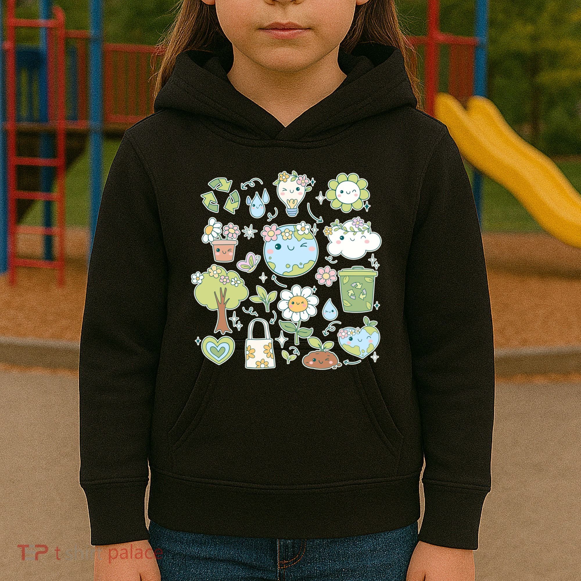 Cute Retro Hippie Celebrate Earth Day Kids Hoodie