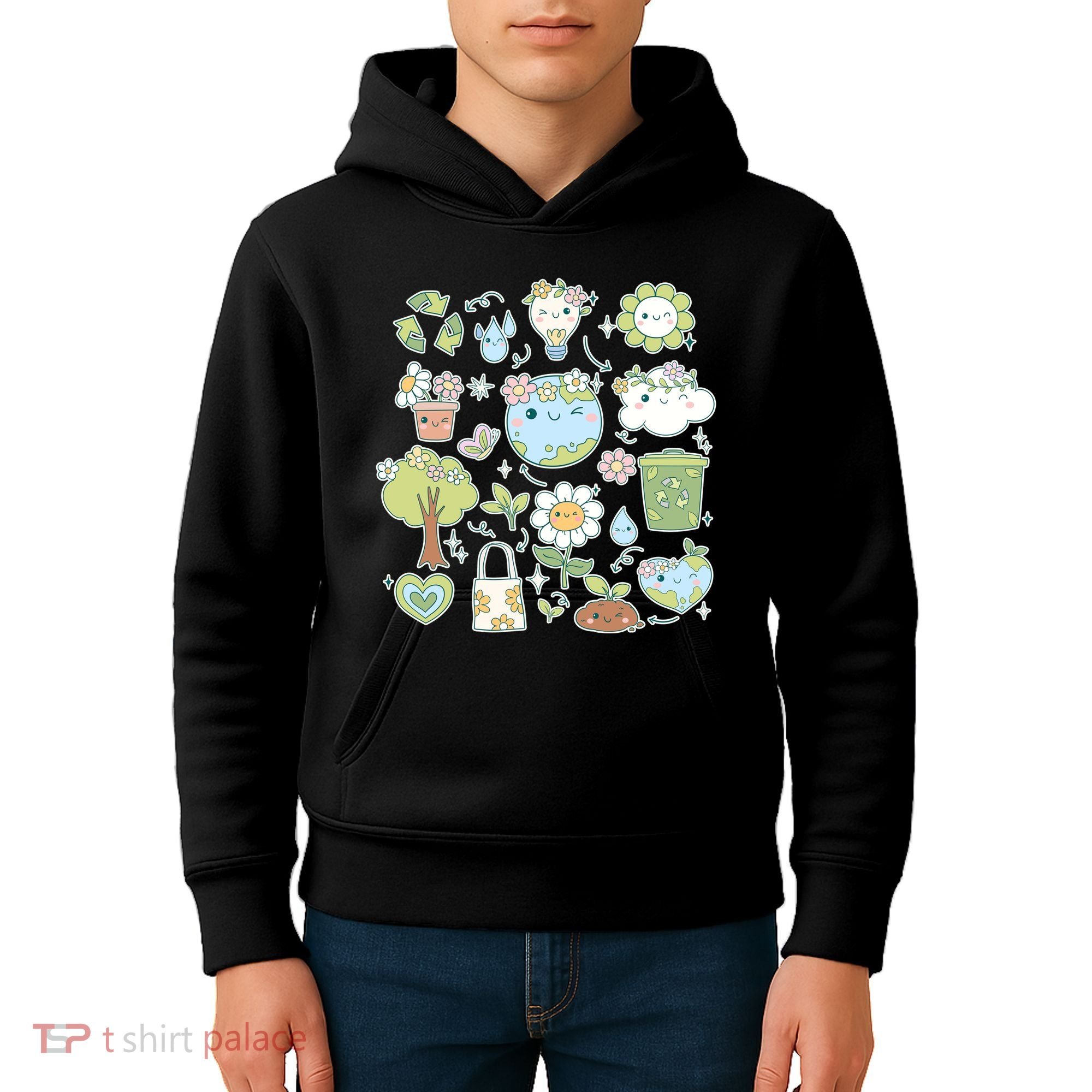 Cute Retro Hippie Celebrate Earth Day Kids Hoodie